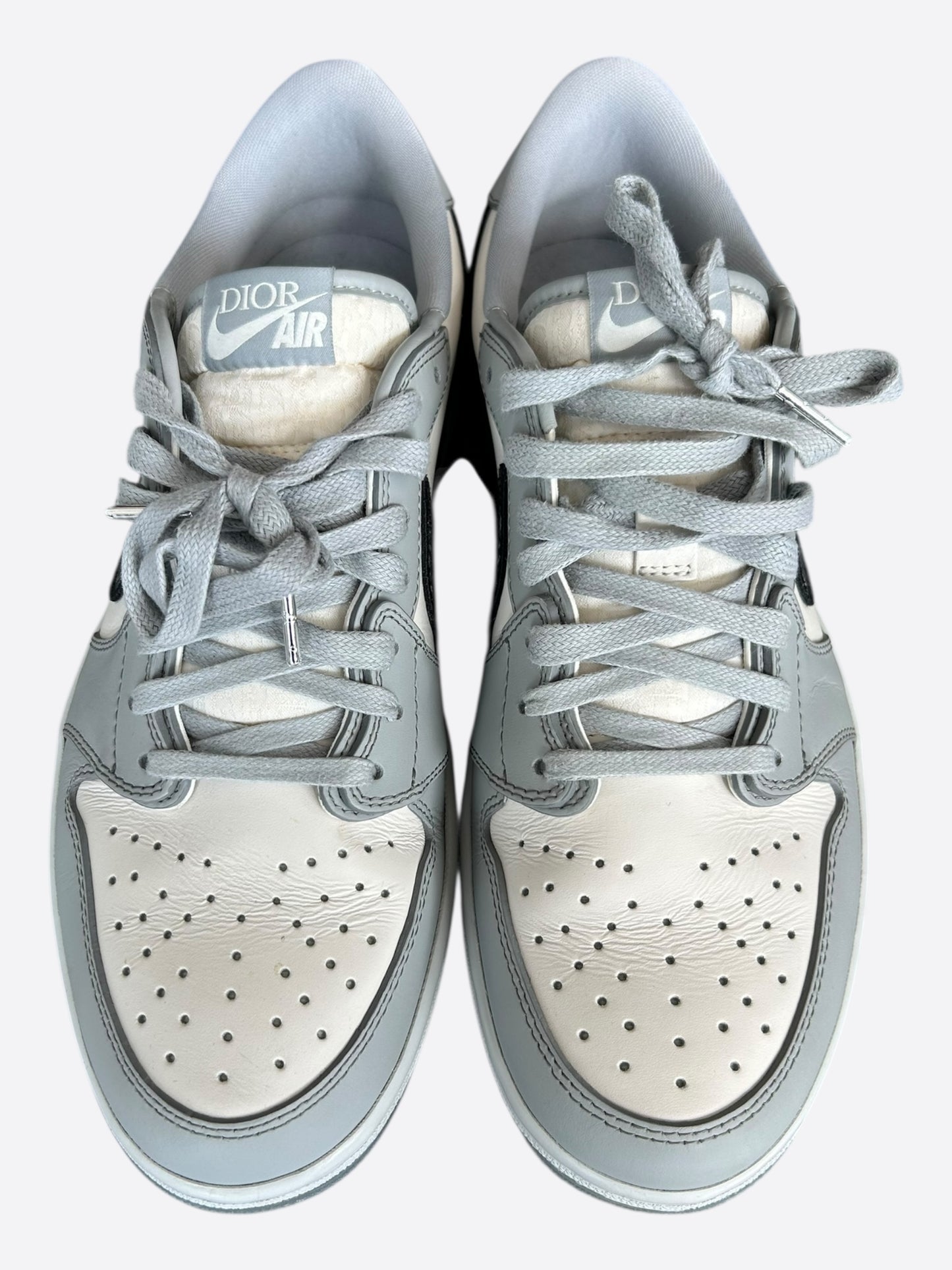 Dior Air Jordan Grey & White Oblique Low Top Sneakers