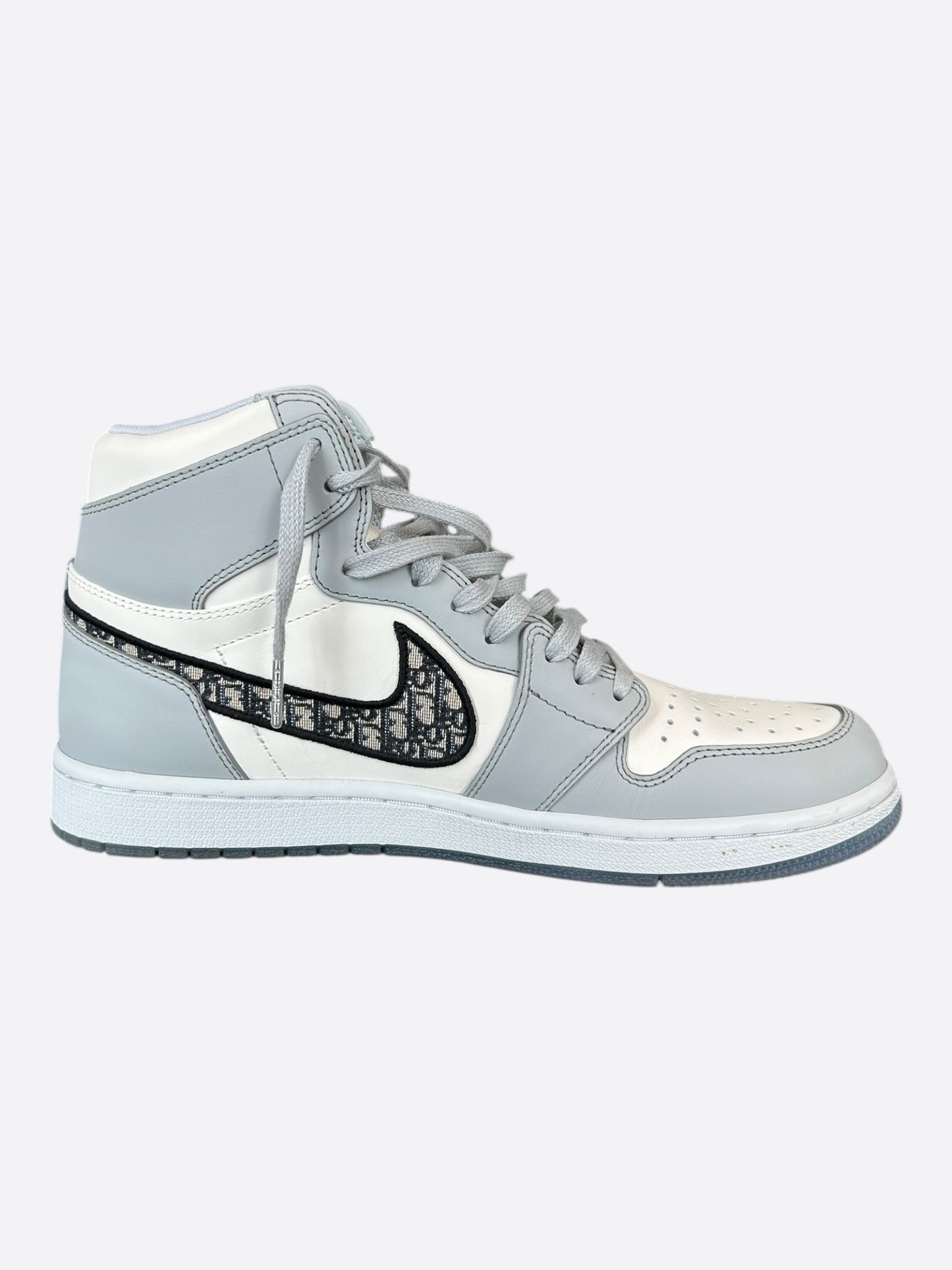 Dior Air Jordan Grey & White Oblique High Top Sneakers