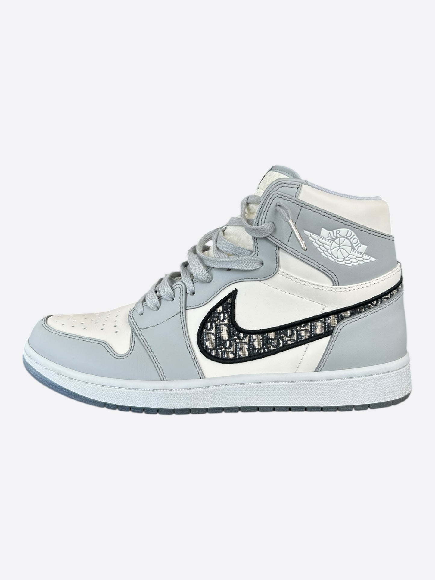 Dior Air Jordan Grey & White Oblique High Top Sneakers