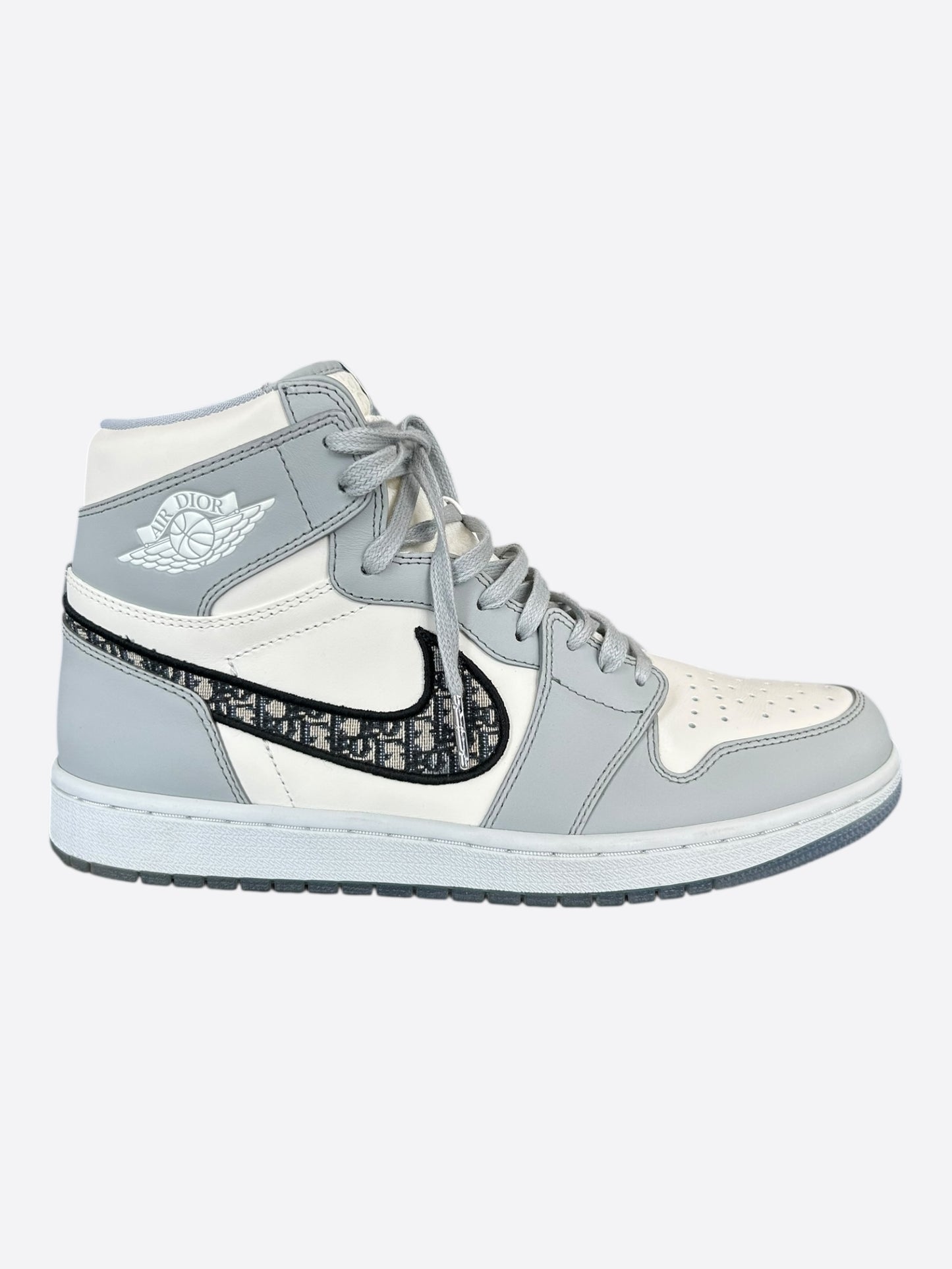 Dior Air Jordan Grey & White Oblique High Top Sneakers
