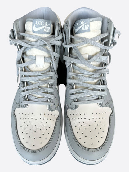 Dior Air Jordan Grey & White Oblique High Top Sneakers