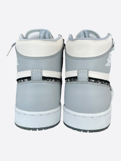 Dior Air Jordan Grey & White Oblique High Top Sneakers