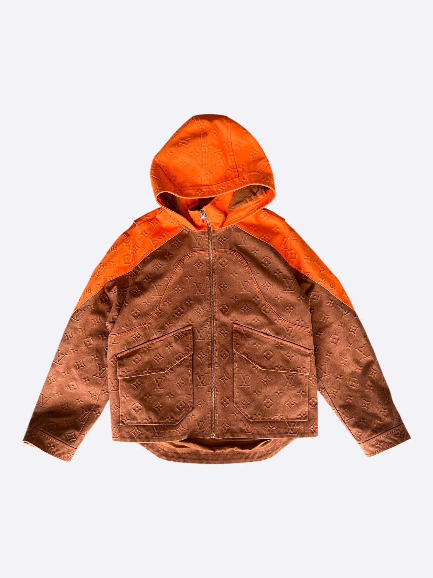 Louis Vuitton Brown & Orange Monogram Carpenter Hooded Jacket