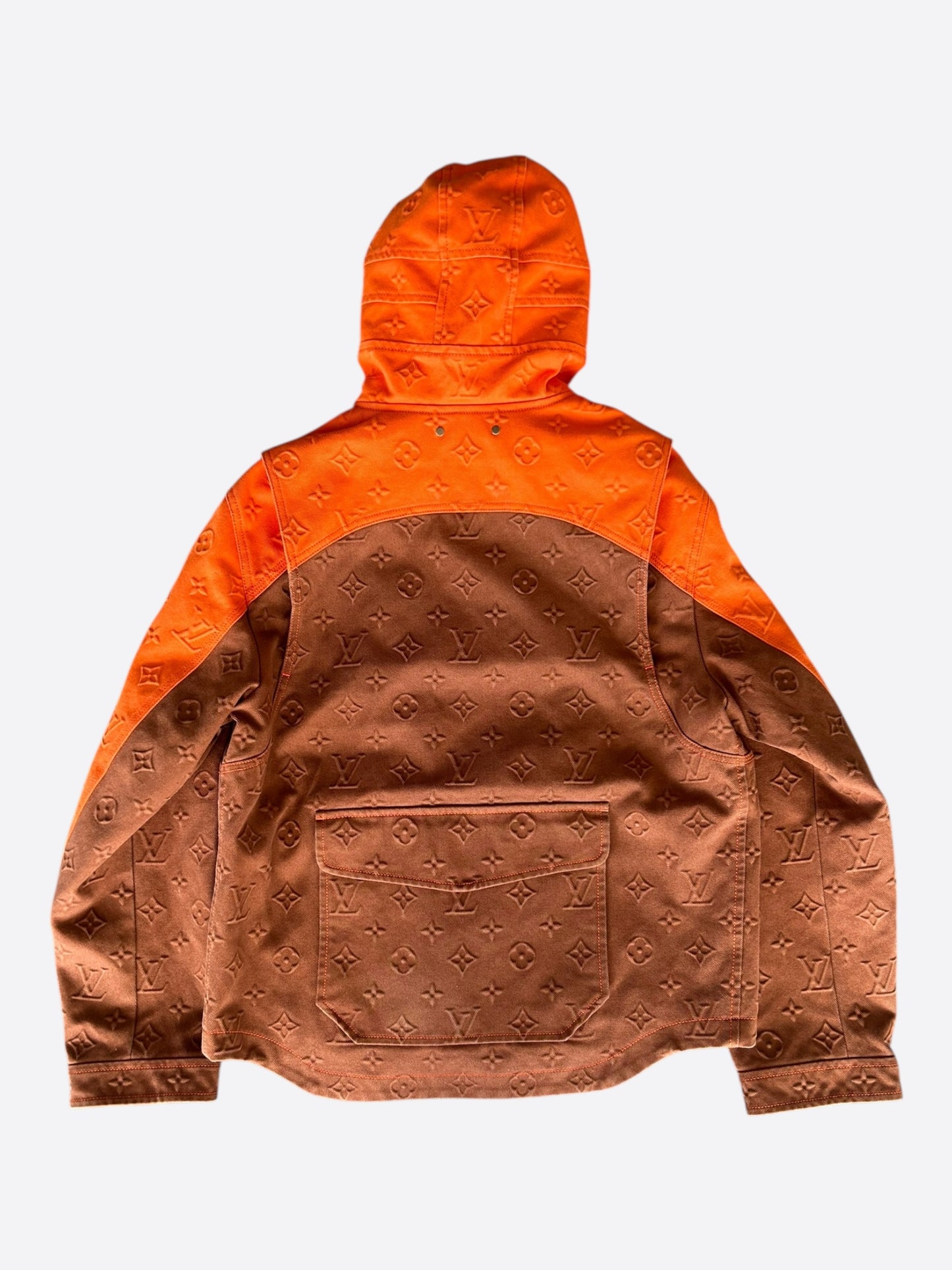 Louis Vuitton Brown & Orange Monogram Carpenter Hooded Jacket