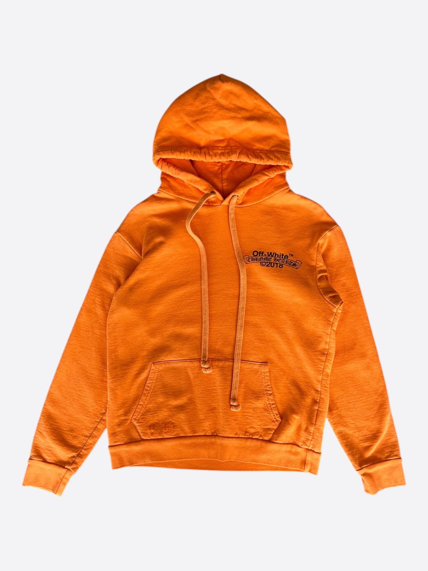 Chrome Hearts Off-White Orange & Black Scroll Logo Hoodie