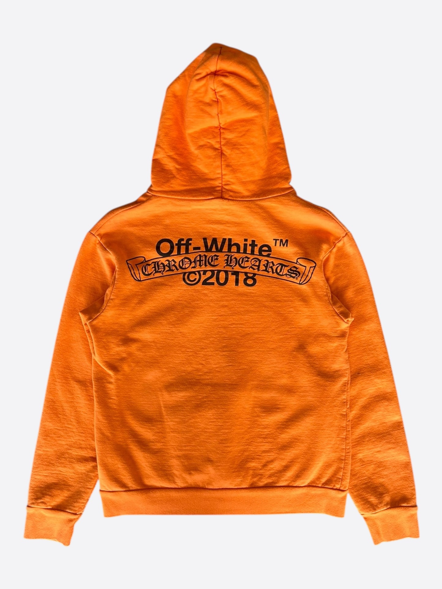 Chrome Hearts Off-White Orange & Black Scroll Logo Hoodie
