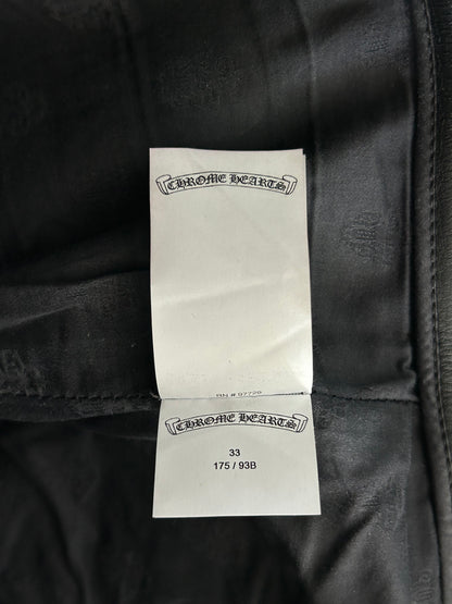 Chrome Hearts Black Leather Fleur Knee Pants