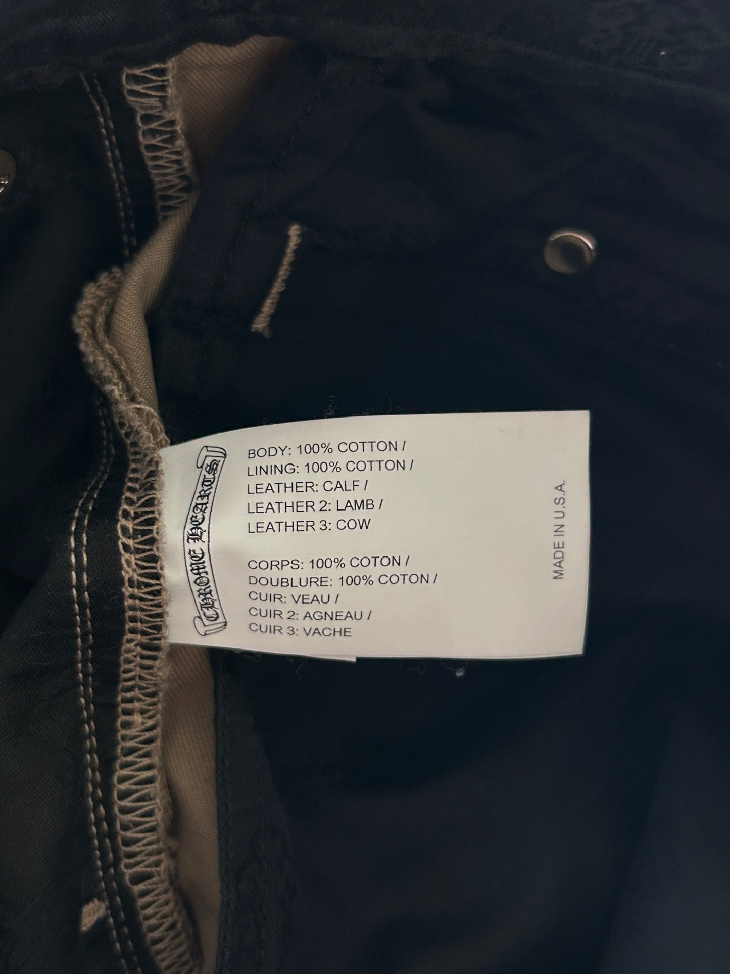 Chrome Hearts Tan Black & Checkered Cross Patch Chinos