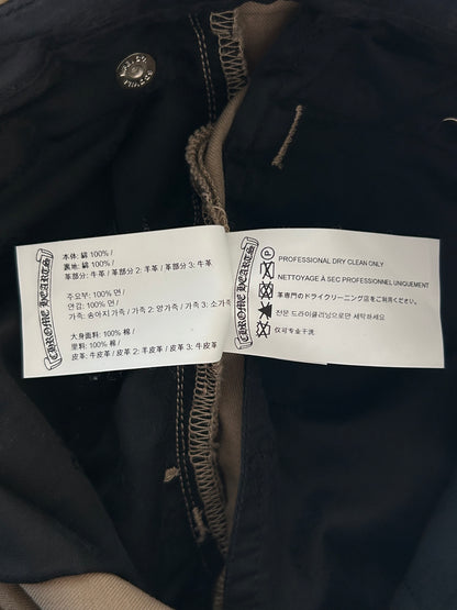 Chrome Hearts Tan Black & Checkered Cross Patch Chinos