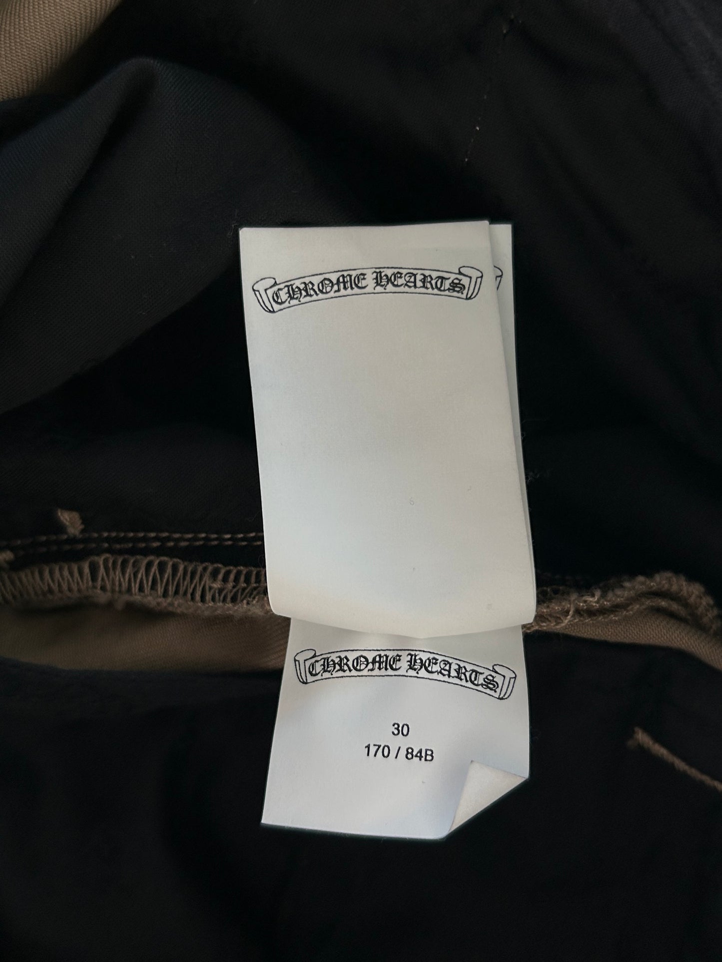 Chrome Hearts Tan Black & Checkered Cross Patch Chinos