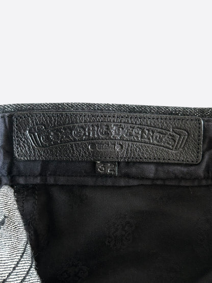 Chrome Hearts Grey & Black Star Patch Fleur Knee Jeans