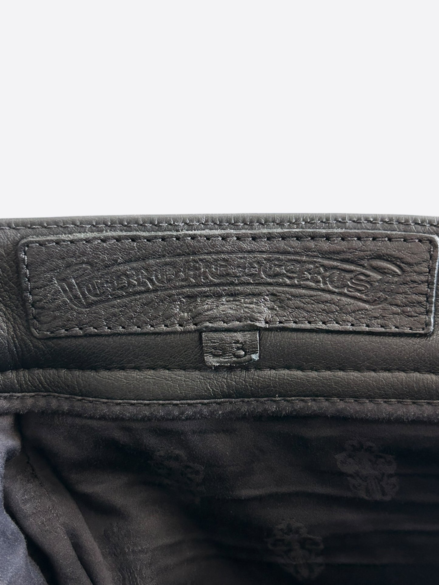 Chrome Hearts Black Leather Fleur Knee Pants