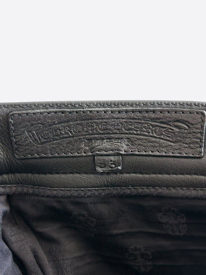 Chrome Hearts Black Leather Fleur Knee Pants