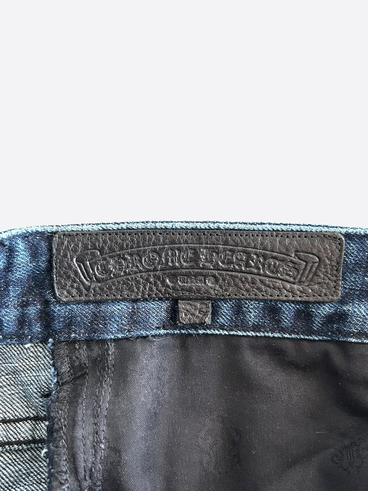 Chrome Hearts Blue & Black Cross Patch Denim Shorts