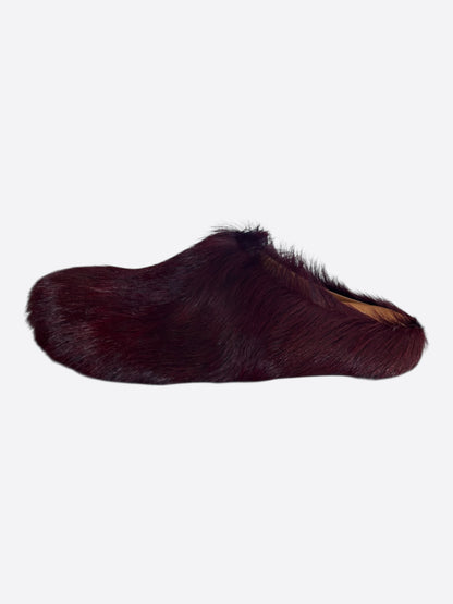 Marni Burgundy Calfskin Fussbett Sabot Women's Slides