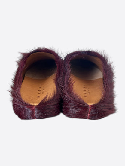 Marni Burgundy Calfskin Fussbett Sabot Women's Slides
