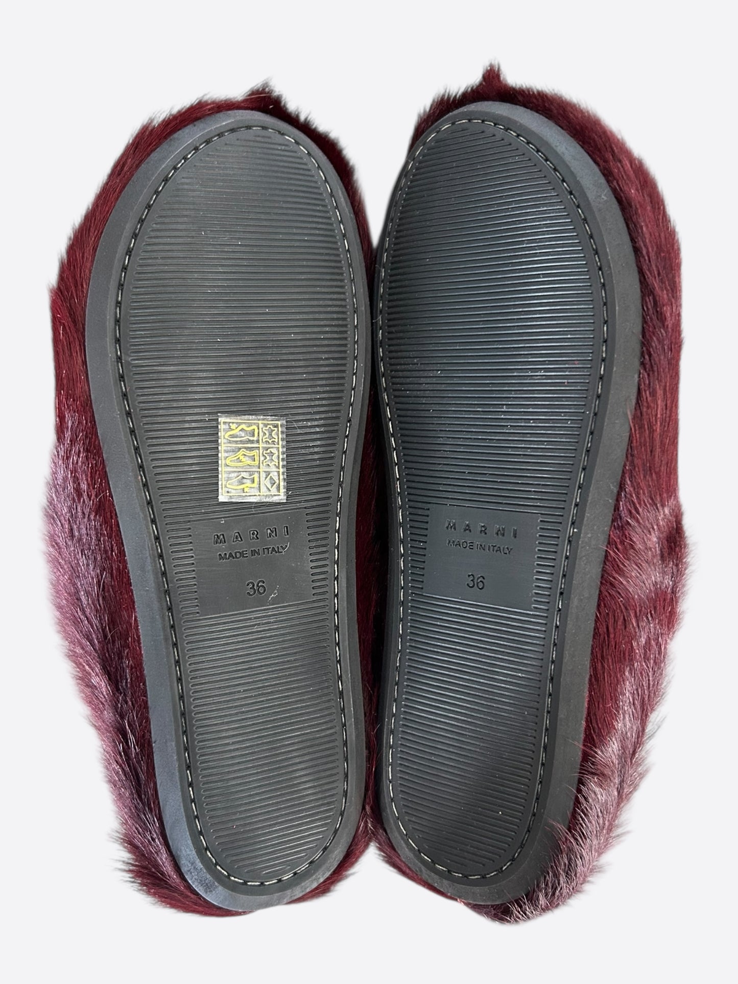 Marni Burgundy Calfskin Fussbett Sabot Women's Slides