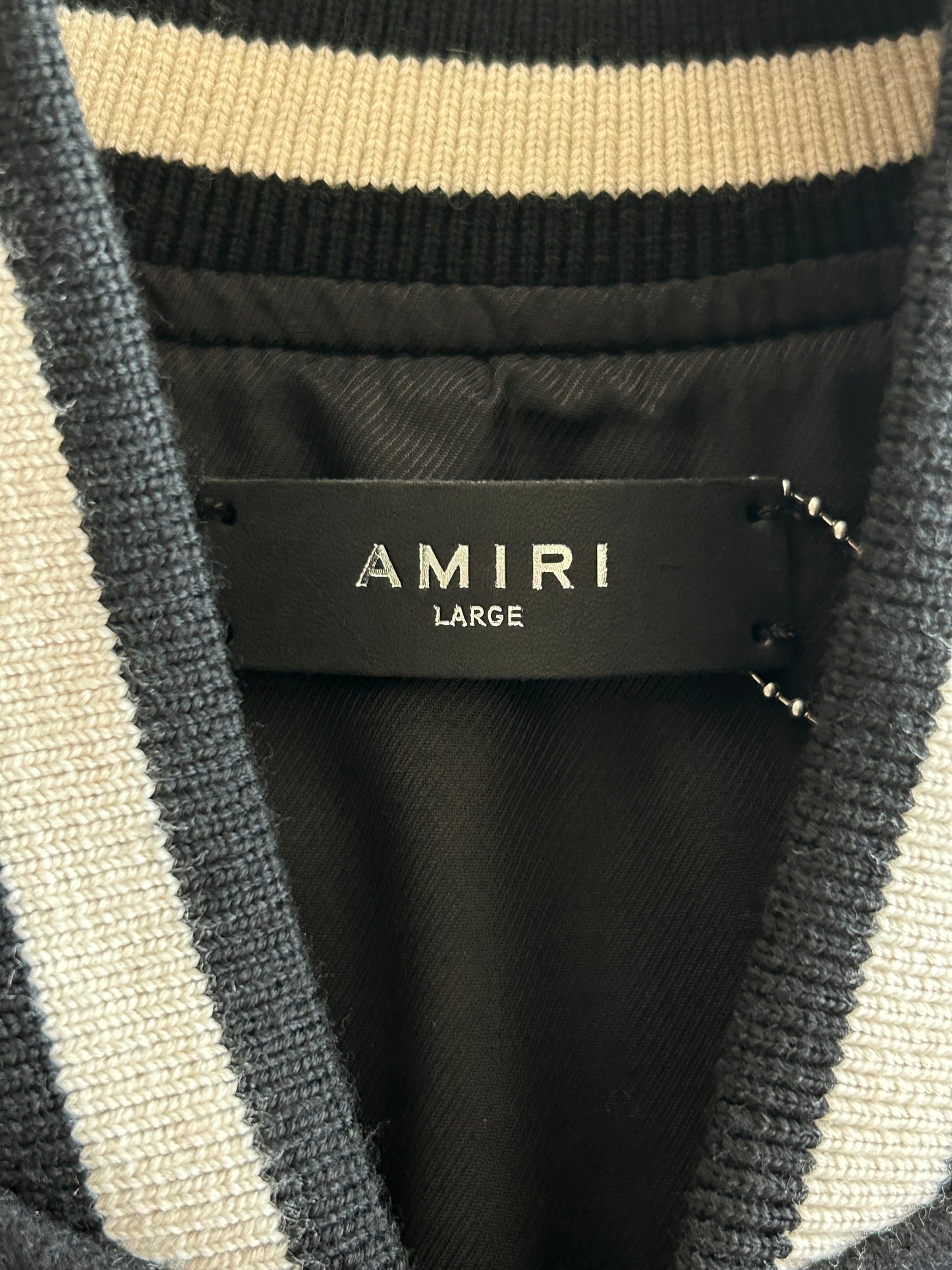 Amiri Black & White Angel Varsity Jacket