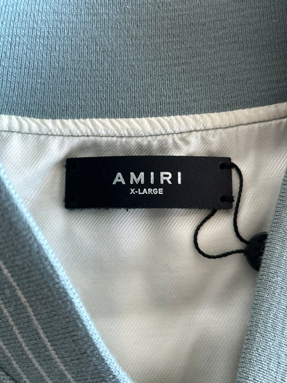 Amiri Frosty Green & White Fighters Varsity Jacket