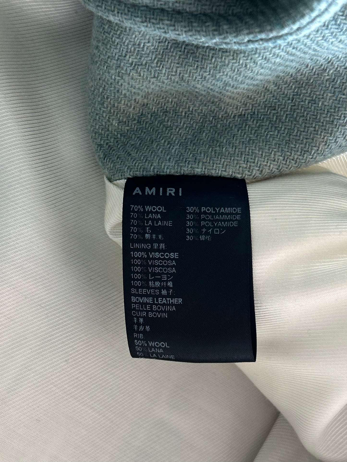 Amiri Frosty Green & White Fighters Varsity Jacket