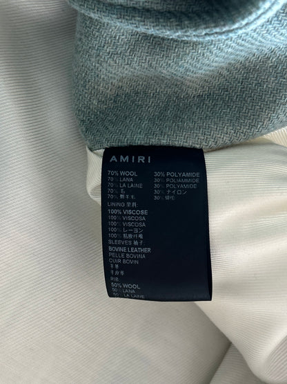 Amiri Frosty Green & White Fighters Varsity Jacket