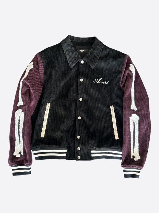 Amiri Black & Burgundy Corduroy Bones Teddy Jacket