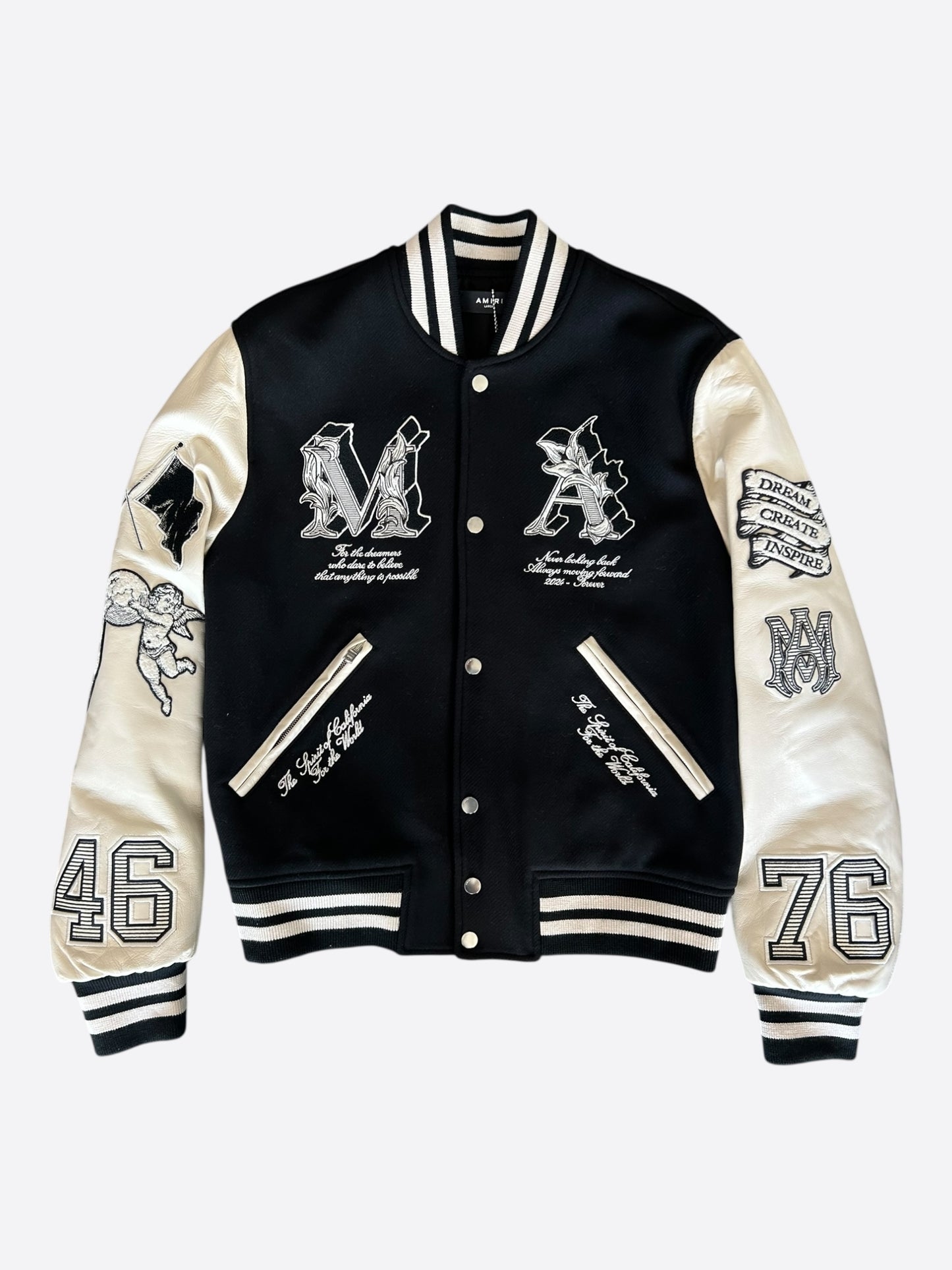 Amiri Black & White Angel Varsity Jacket
