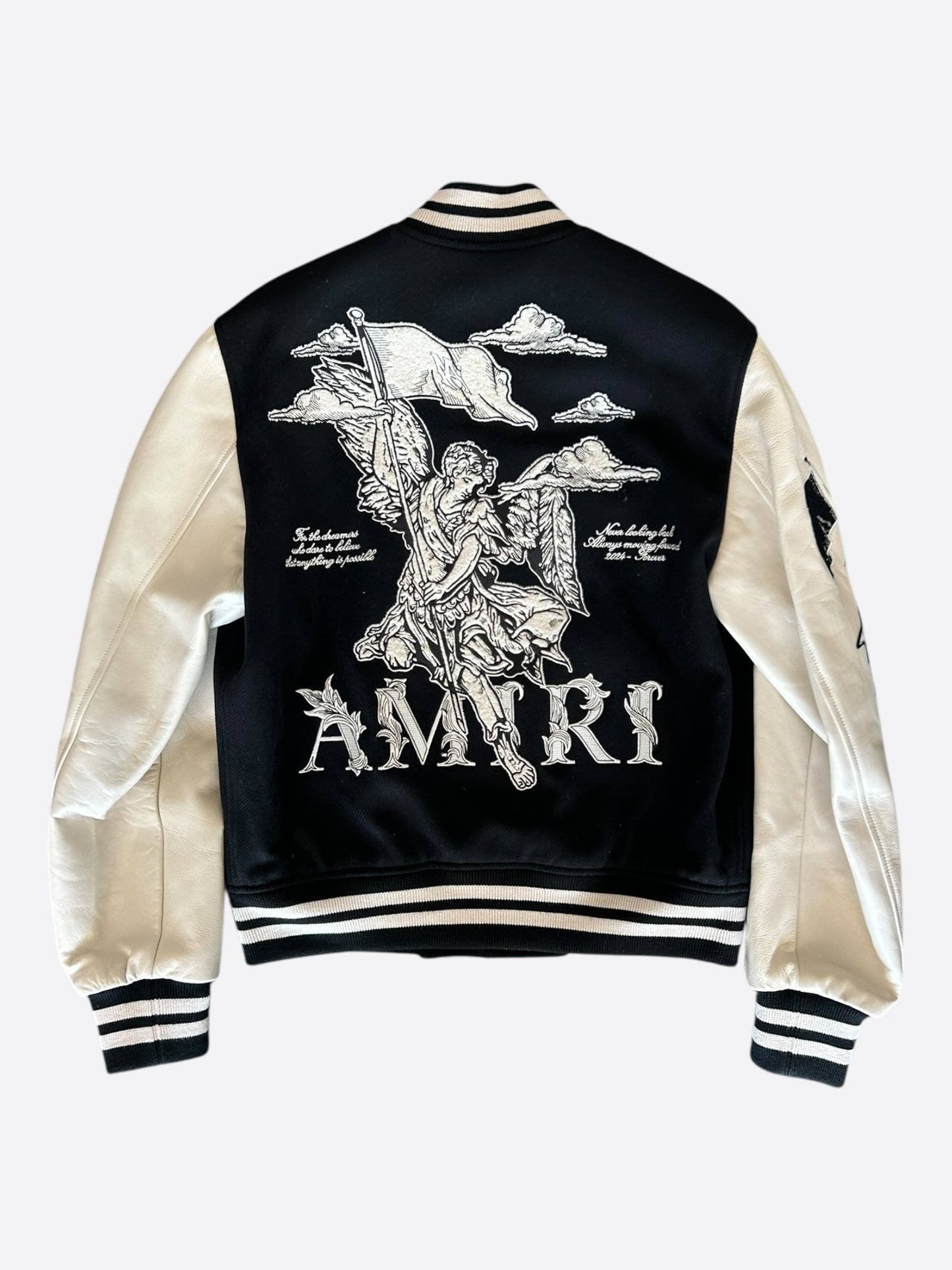 Amiri Black & White Angel Varsity Jacket