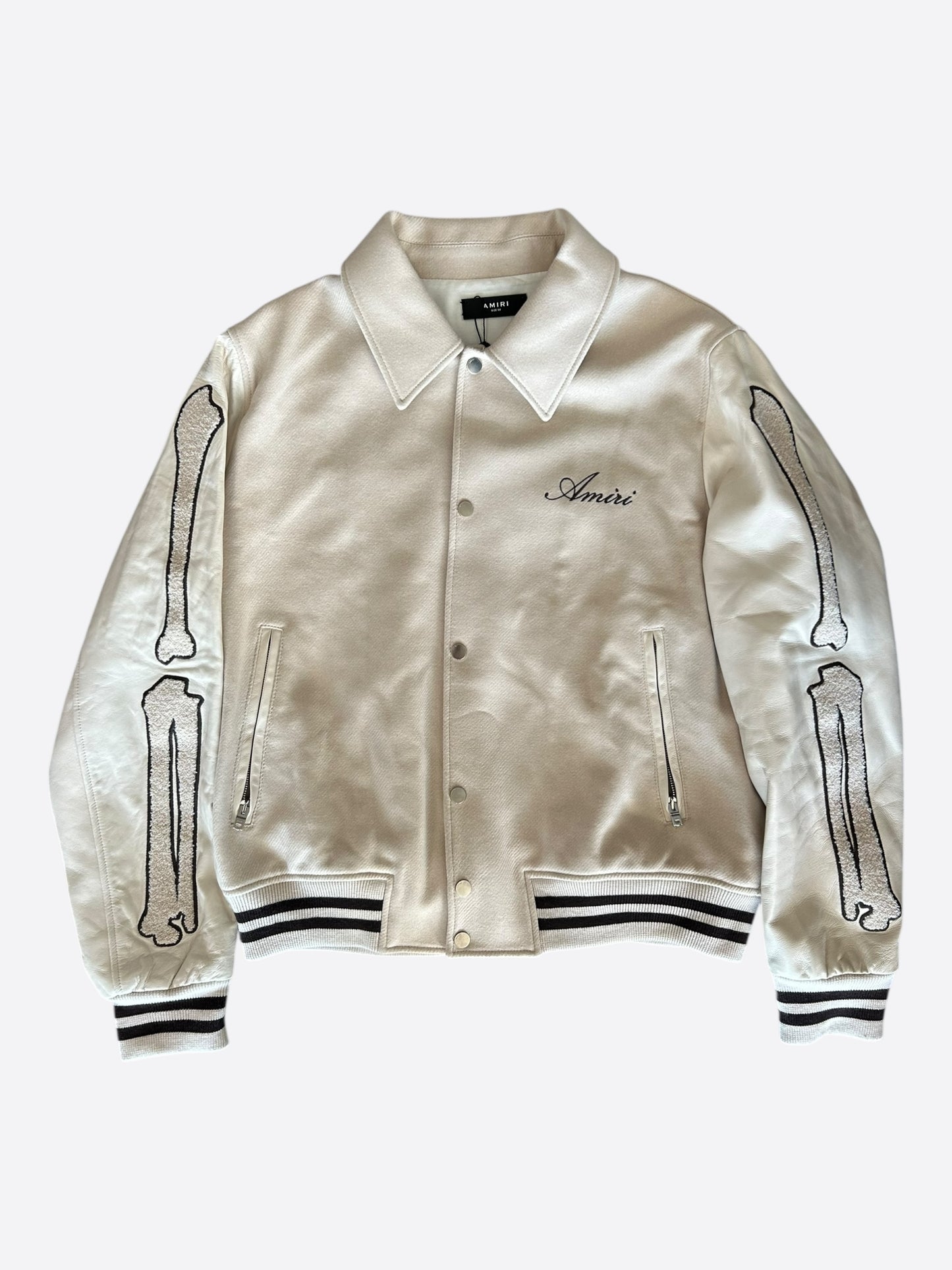 Amiri Beige & Brown Bones Varsity Jacket