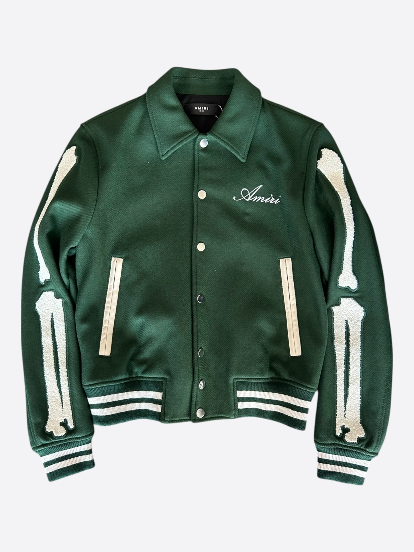 Amiri Green & White Bones Varsity Jacket