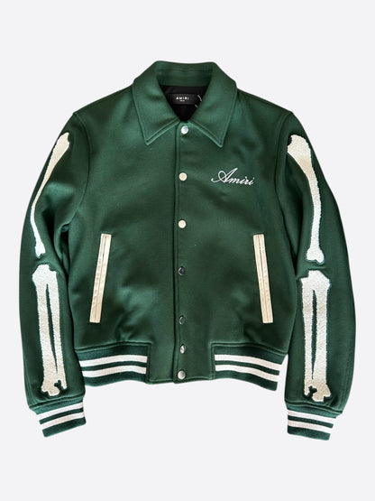 Amiri Green & White Bones Varsity Jacket