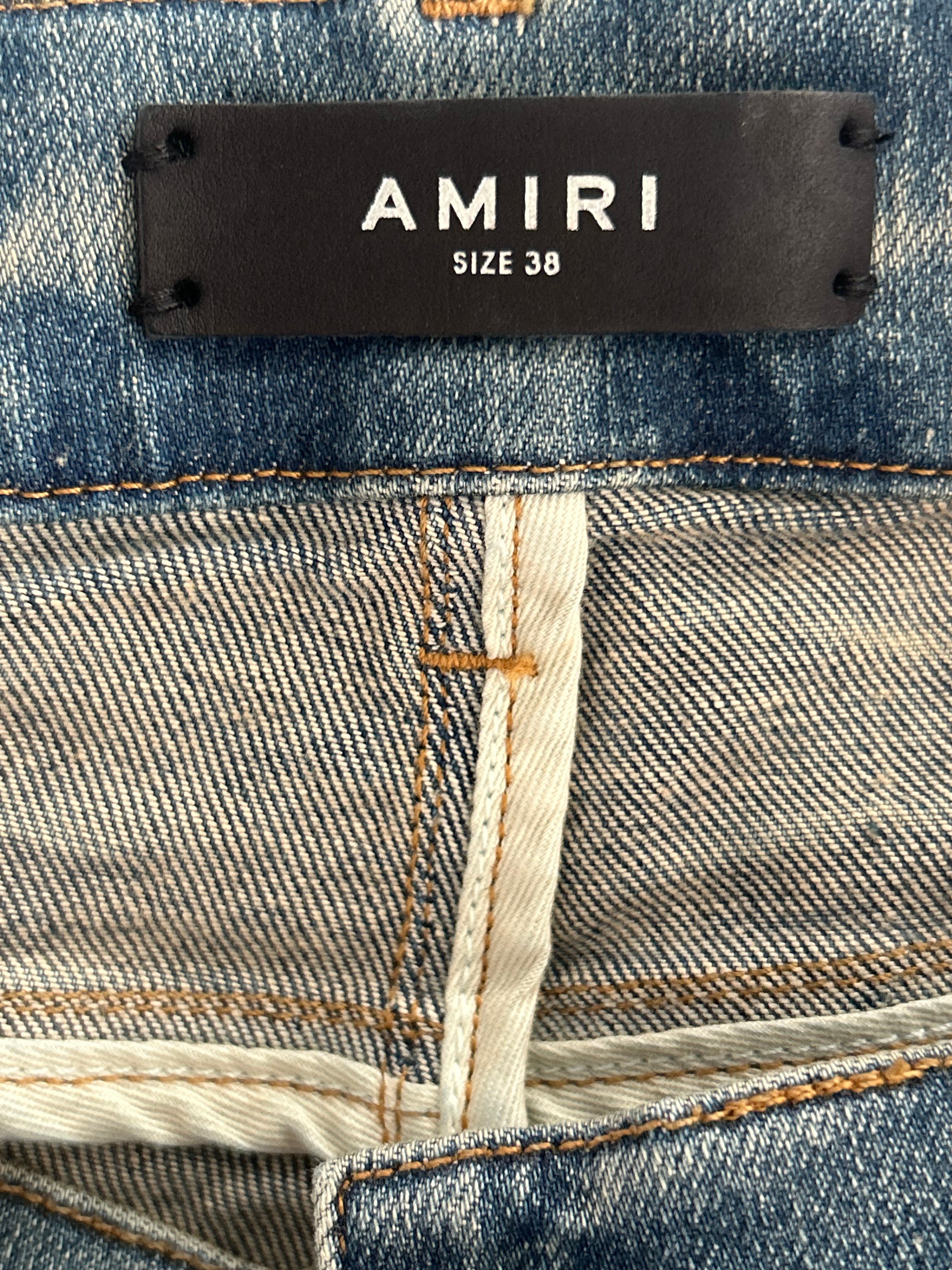 Amiri Clay Indigo & Blue T.G.C.W Distressed Logo Jeans – Savonches