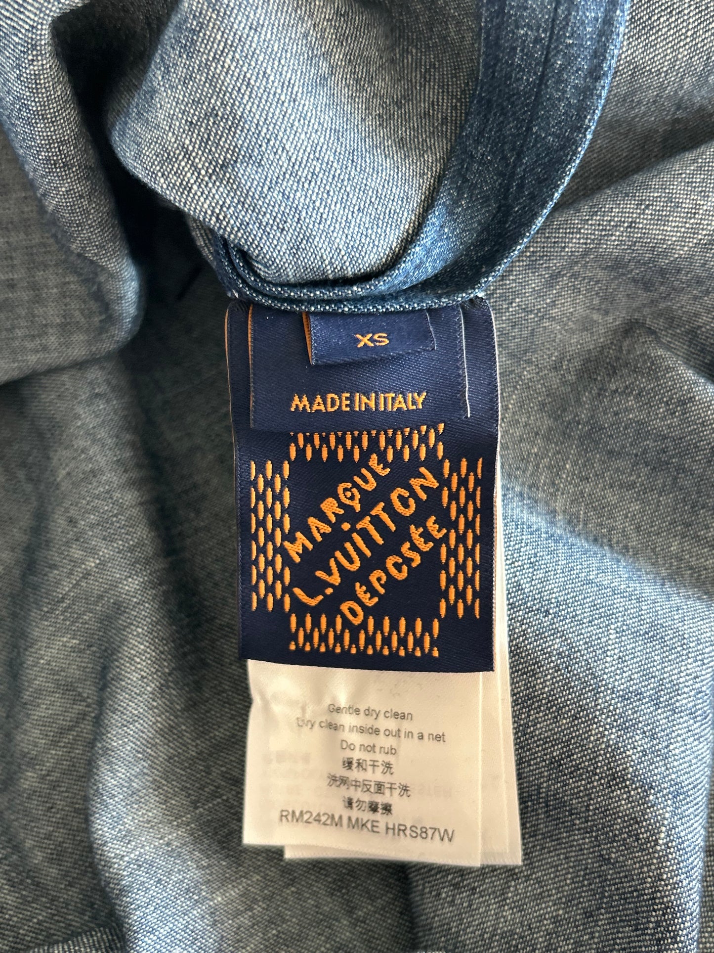 Louis Vuitton Blue & Gold Embroidered Denim Shirt