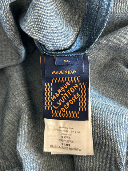 Louis Vuitton Blue & Gold Embroidered Denim Shirt