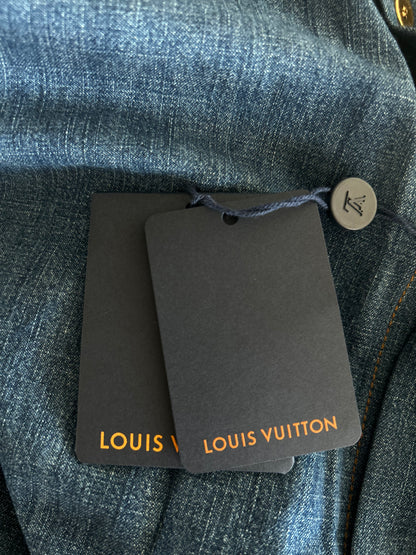 Louis Vuitton Blue & Gold Embroidered Denim Shirt