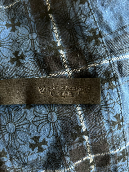 Chrome Hearts Blue Cross Patch Jacquard Button Up Shirt