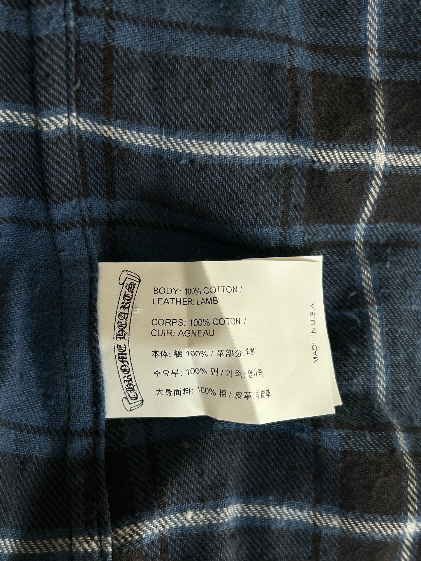 Chrome Hearts Blue Cross Patch Jacquard Button Up Shirt