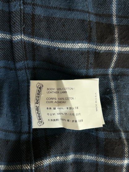 Chrome Hearts Blue Cross Patch Jacquard Button Up Shirt