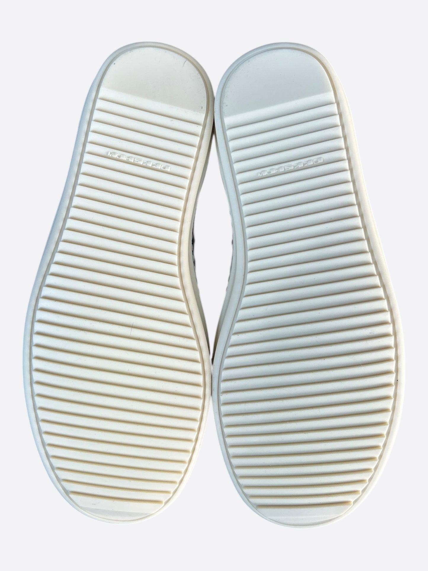 Rick Owens Brown & White High Top Sneakers