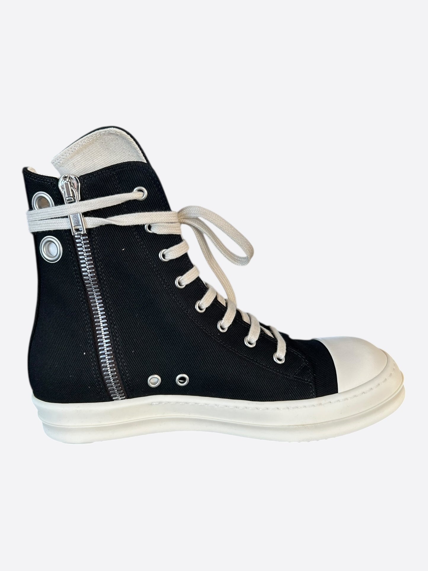 Rick Owens Black & White High Top Sneakers