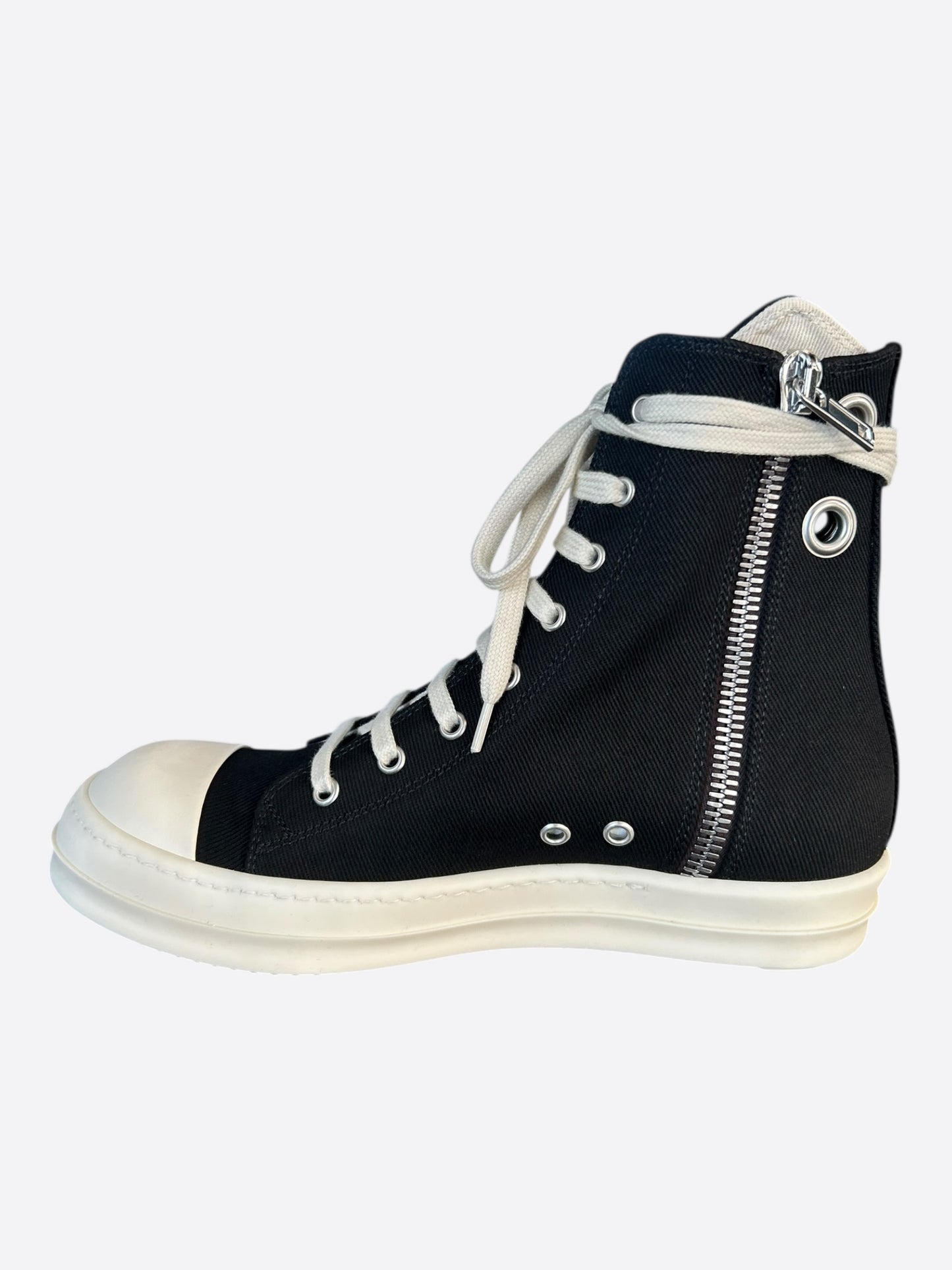 Rick Owens Black & White High Top Sneakers
