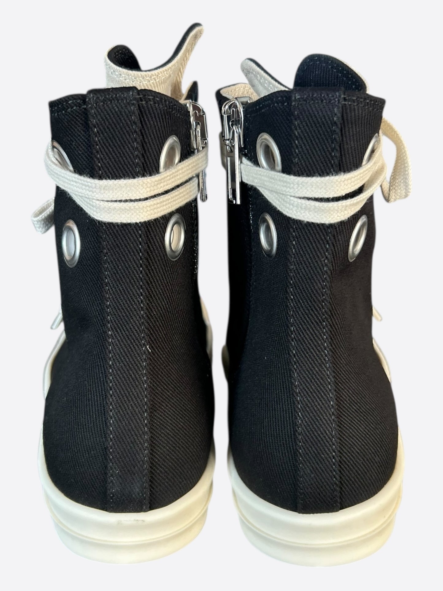 Rick Owens Black & White High Top Sneakers