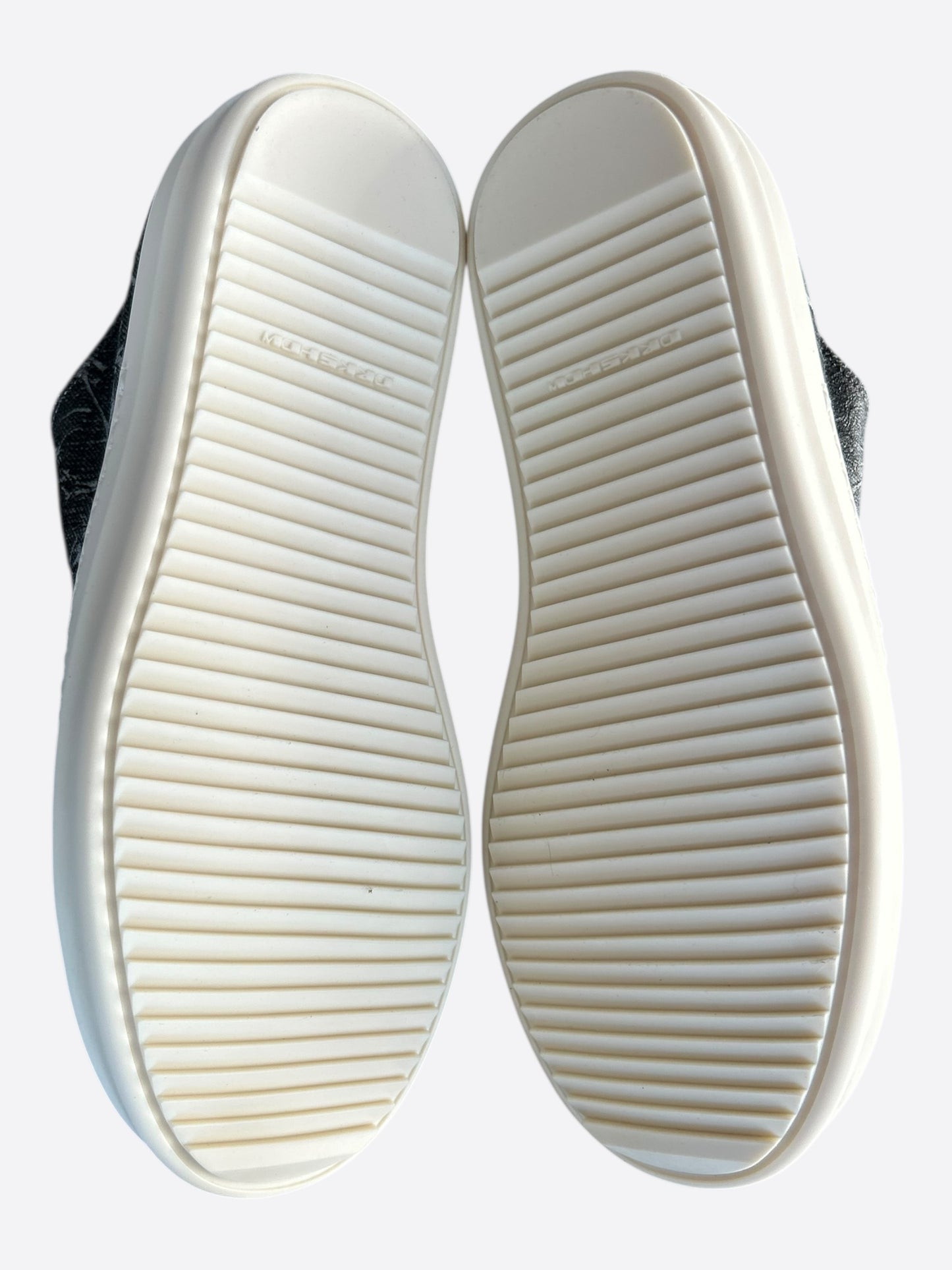 Rick Owens Black & White Washed Foil Low Top Sneakers