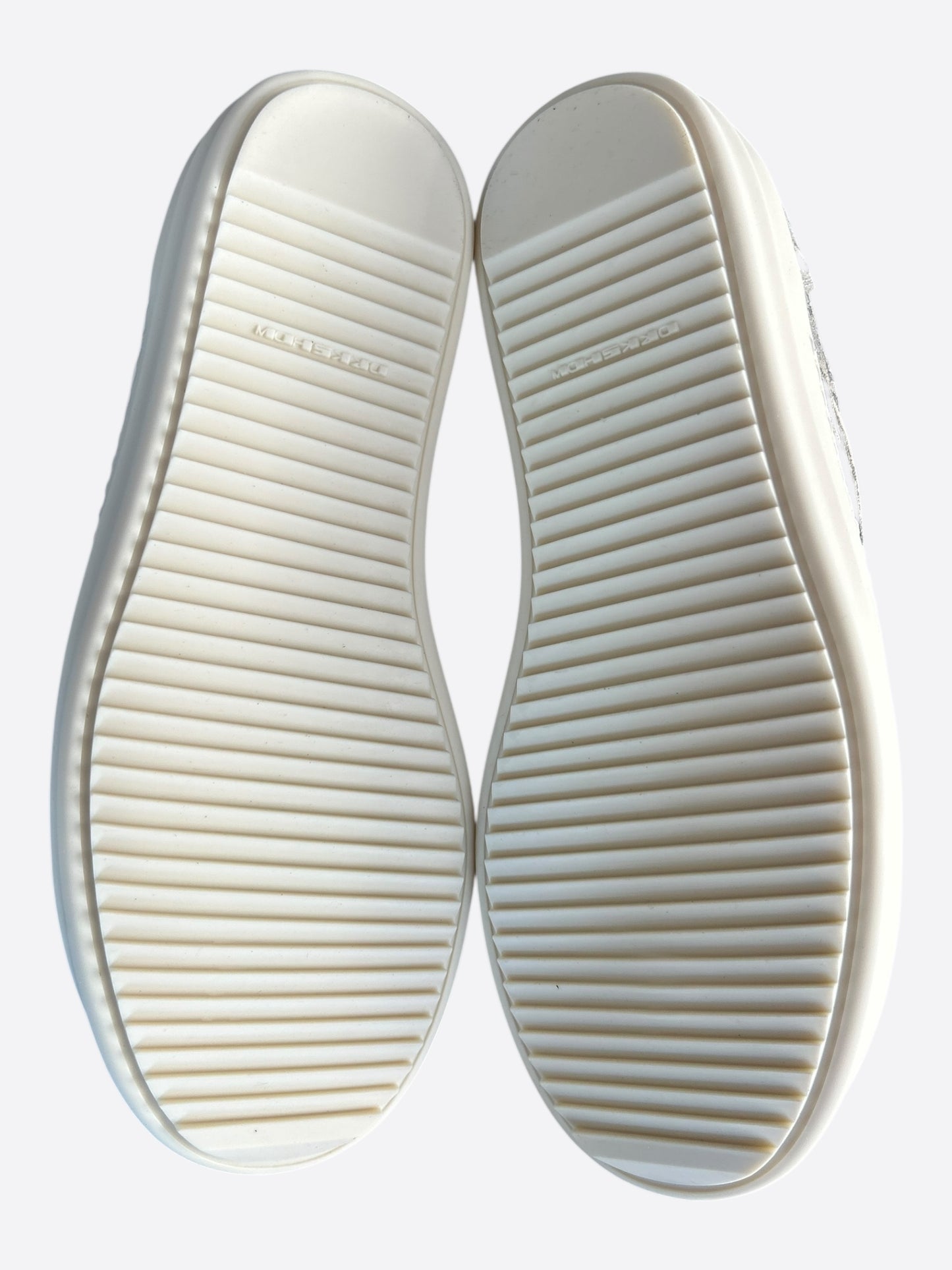 Rick Owens Black & White Washed Foil Vintage Low Top Sneakers