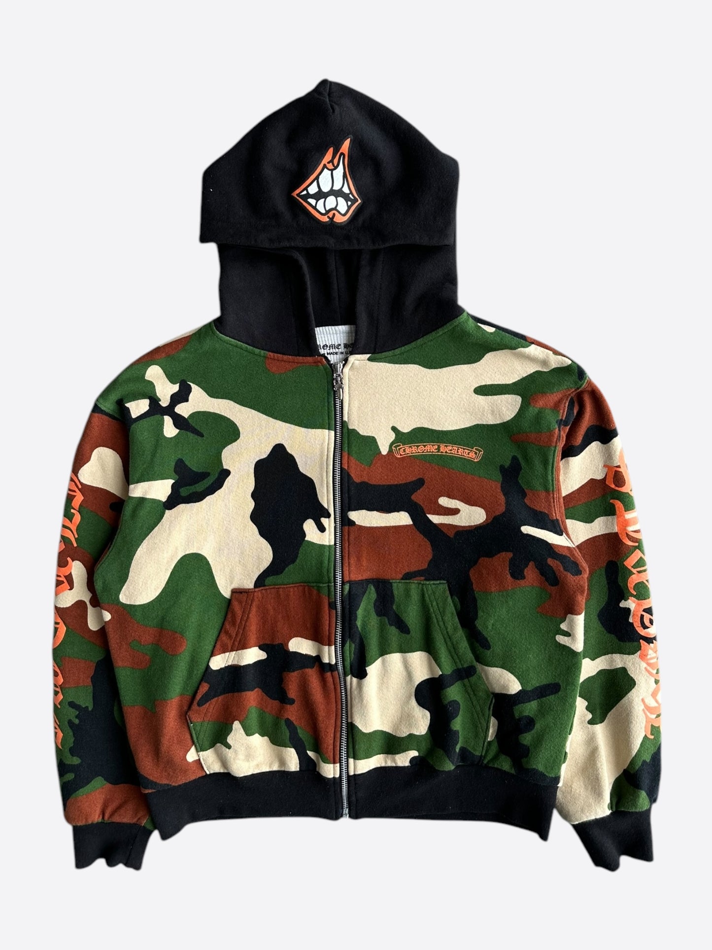 Chrome Hearts Matty Boy Camouflage Caution Zip Up Hoodie