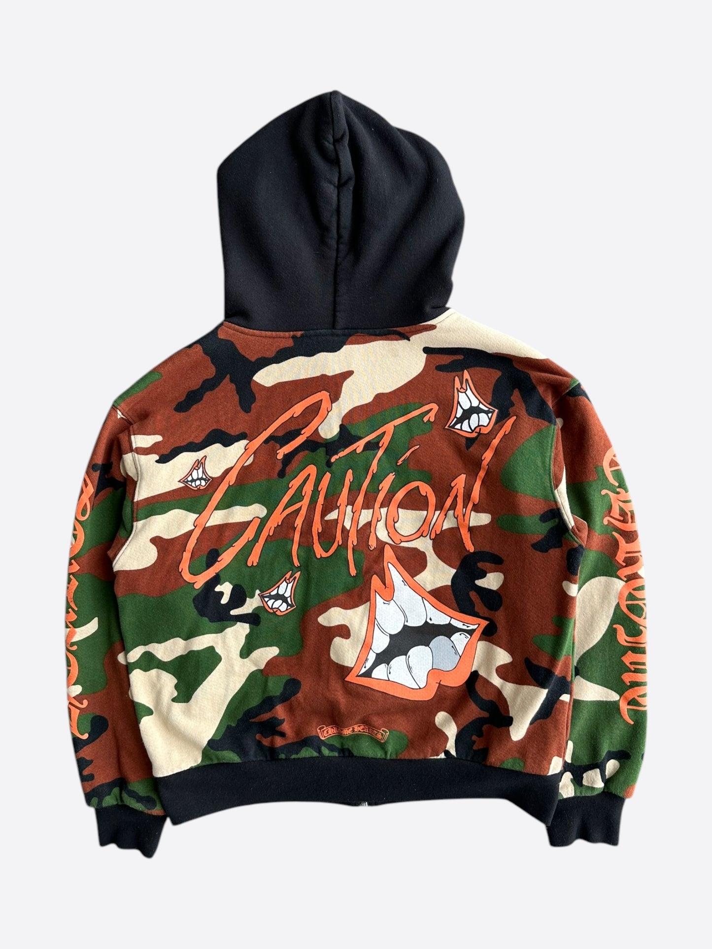 Chrome Hearts Matty Boy Camouflage Caution Zip Up Hoodie