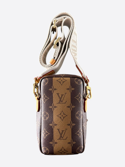 Louis Vuitton Nigo Brown Striped Monogram Double Phone Pouch