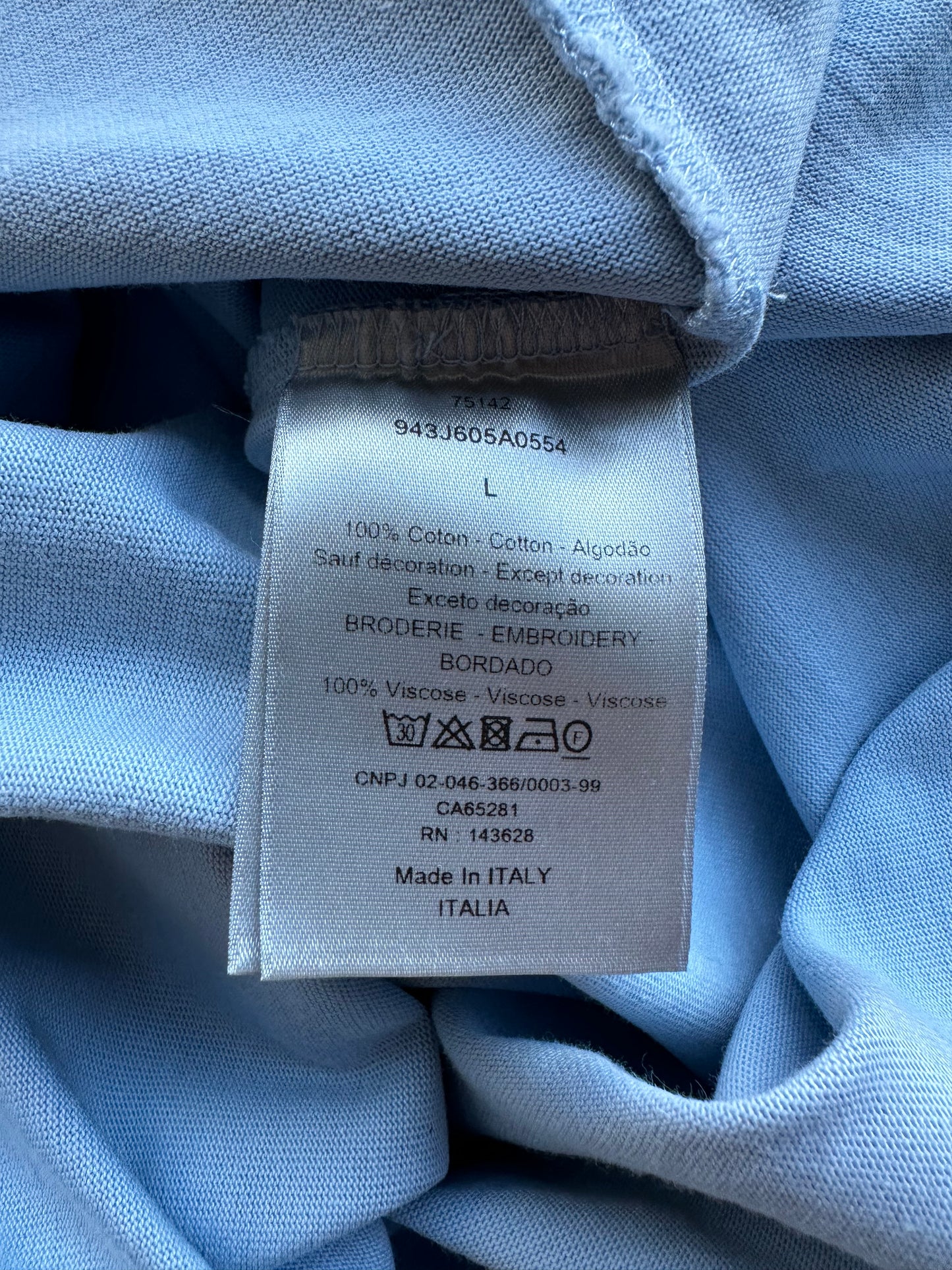 Dior Light Blue CD Icon Embroidered Logo T-Shirt