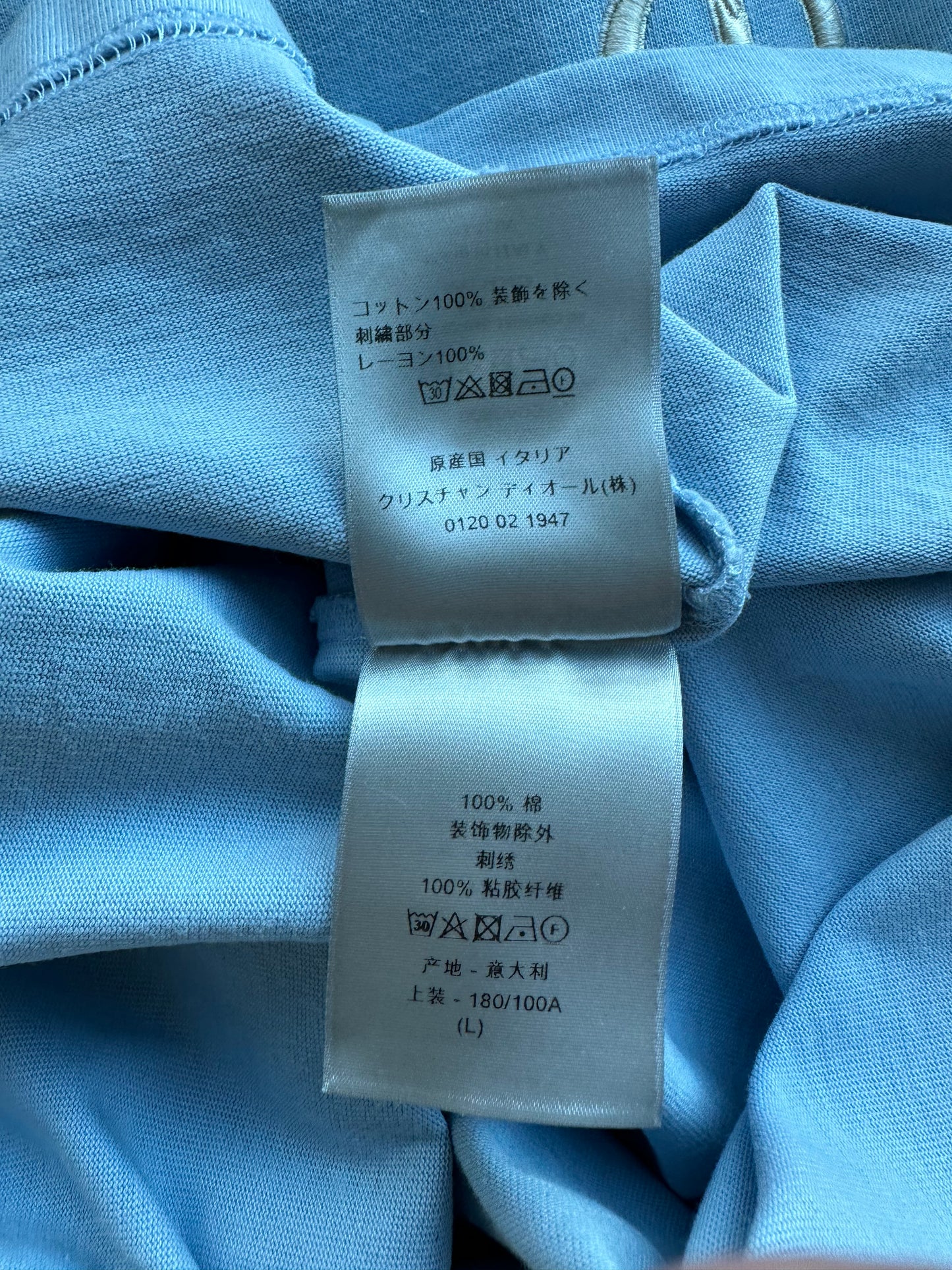 Dior Light Blue CD Icon Embroidered Logo T-Shirt