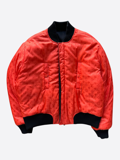 Louis Vuitton Black & Orange Monogram Reversible Bomber Jacket